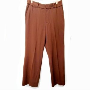 Lauren Ralph Laure Brown Sailor Wool Gabardine Pants Size 12 Minimalist Coastal